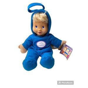 VINTAGE 1990 MERITUS BABY BEANS, BLUE OUTFIT, WORKING SQUEAKER, BEANIE TUSH